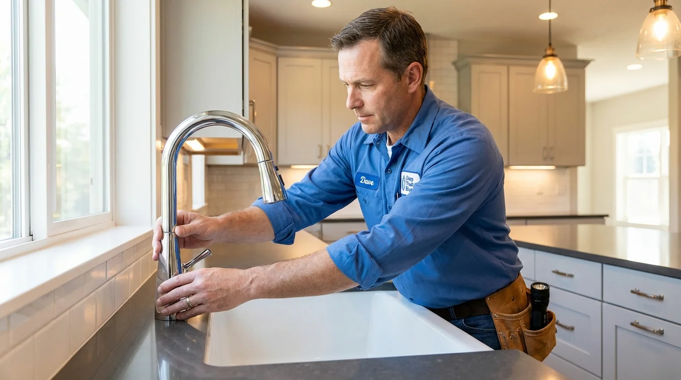 Kitchen faucet installation by Johns Plumbing LLC in Croswell