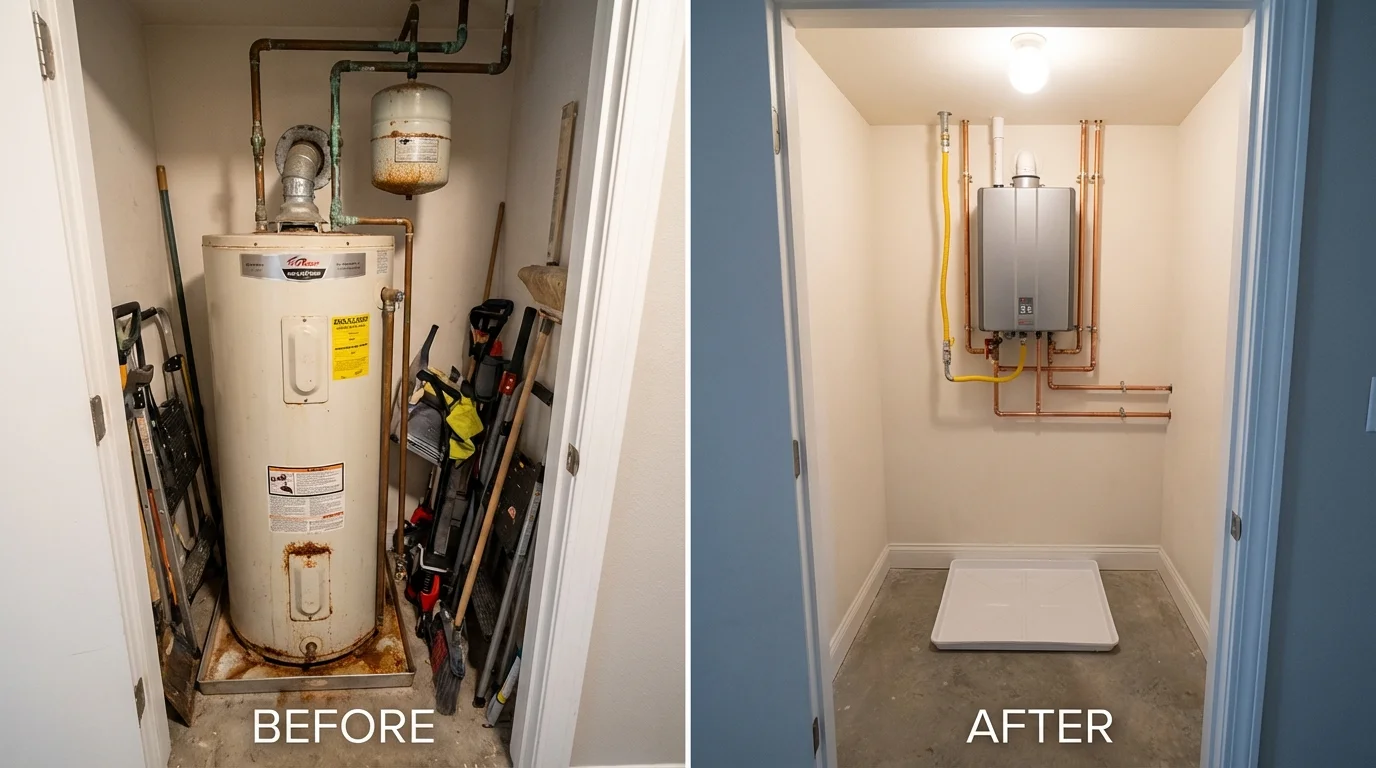 Tank water heater versus wall-mounted tankless unit comparison for Croswell, MI homeowners